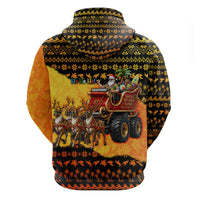 Tropical Christmas In July Santa Claus Zip Hoodie Festive Hawaiian With Beach Reindeer Sleigh TS04 - Polynesian Pride