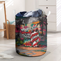 Tropical Christmas In July Candy Cane Surf Laundry Basket Vibrant Street Art Beach Graffiti Graphic