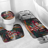 Tropical Christmas In July Candy Cane Surf Bathroom Set Vibrant Street Art Beach Graffiti Graphic