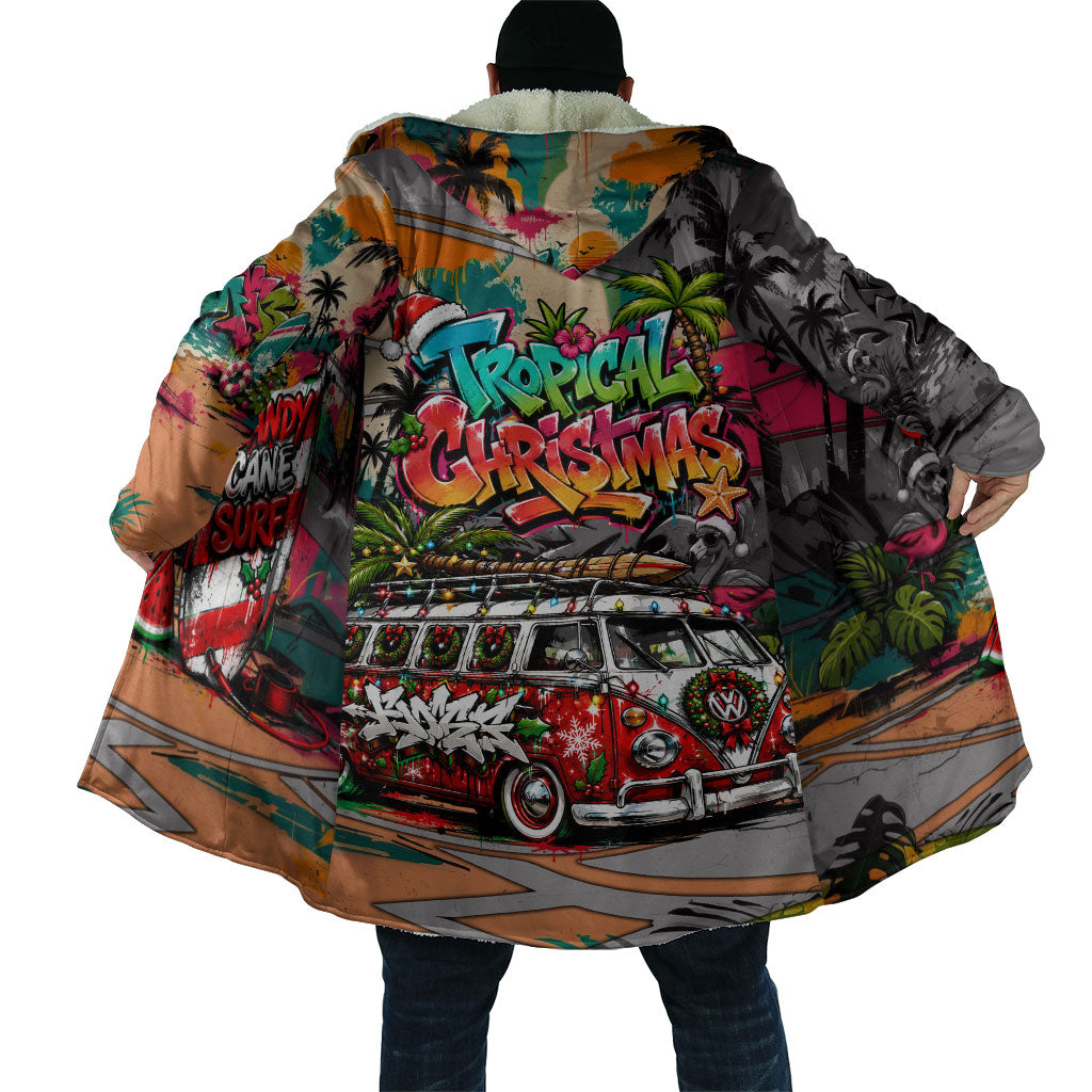 Tropical Christmas In July Candy Cane Surf Cloak Vibrant Street Art Beach Graffiti Graphic