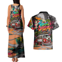 Tropical Christmas In July Candy Cane Surf Couples Matching Tank Maxi Dress and Hawaiian Shirt Vibrant Street Art Beach Graffiti Graphic TS04 - Polynesian Pride