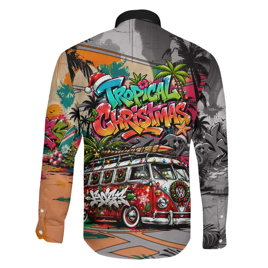 Tropical Christmas In July Candy Cane Surf Family Matching Long Sleeve Bodycon Dress and Hawaiian Shirt Vibrant Street Art Beach Graffiti Graphic TS04 - Polynesian Pride