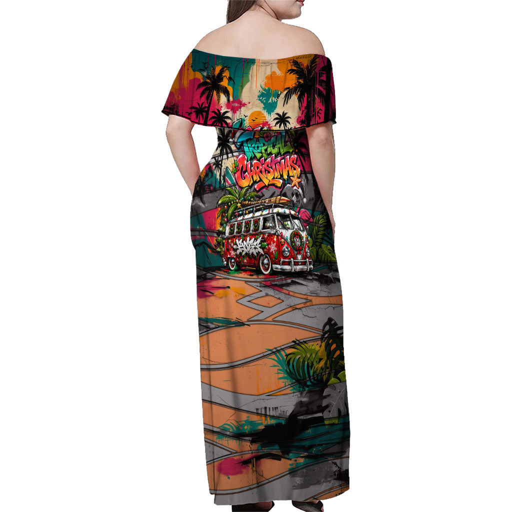 Tropical Christmas In July Candy Cane Surf Family Matching Off Shoulder Maxi Dress and Hawaiian Shirt Vibrant Street Art Beach Graffiti Graphic TS04 - Polynesian Pride
