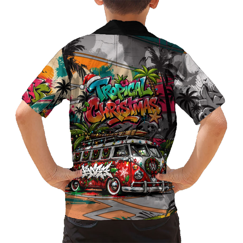 Tropical Christmas In July Candy Cane Surf Family Matching Puletasi and Hawaiian Shirt Vibrant Street Art Beach Graffiti Graphic TS04 - Polynesian Pride