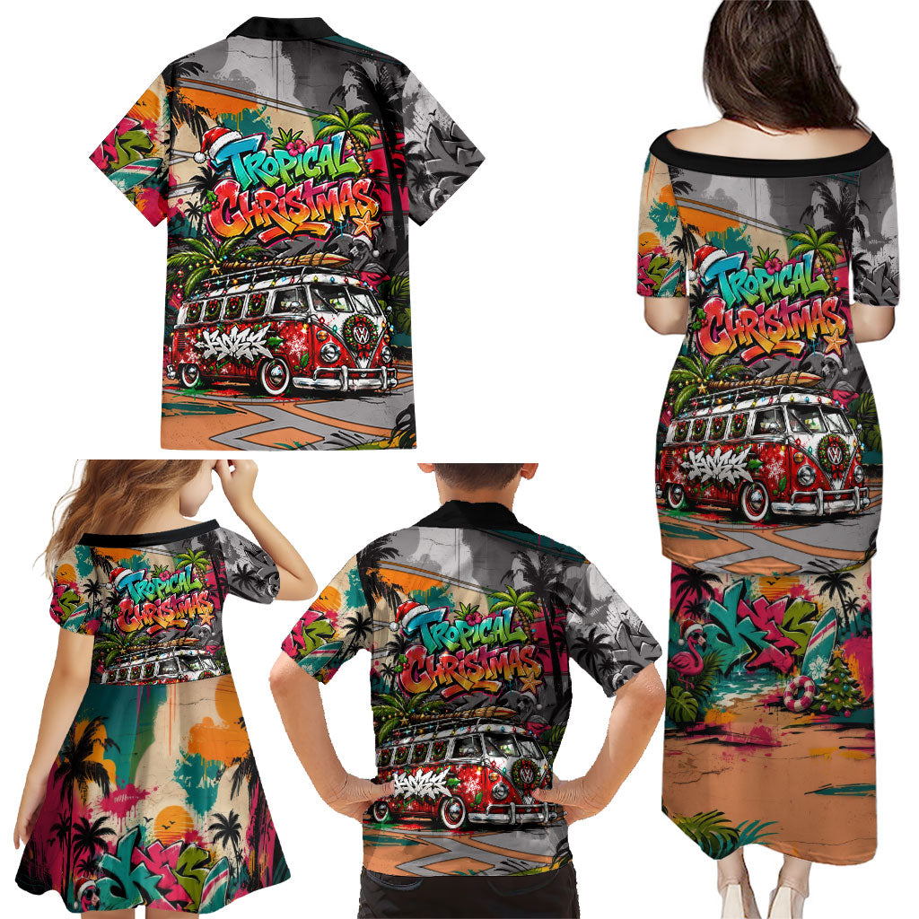 Tropical Christmas In July Candy Cane Surf Family Matching Puletasi and Hawaiian Shirt Vibrant Street Art Beach Graffiti Graphic TS04 - Polynesian Pride