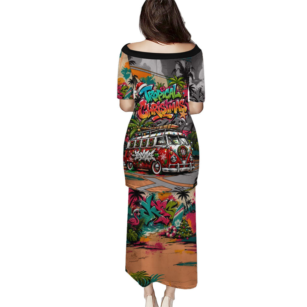 Tropical Christmas In July Candy Cane Surf Family Matching Puletasi and Hawaiian Shirt Vibrant Street Art Beach Graffiti Graphic TS04 - Polynesian Pride