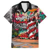 Tropical Christmas In July Candy Cane Surf Family Matching Summer Maxi Dress and Hawaiian Shirt Vibrant Street Art Beach Graffiti Graphic TS04 Dad's Shirt - Short Sleeve Orange Grey - Polynesian Pride