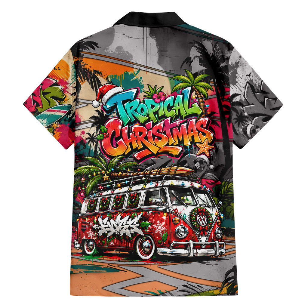 Tropical Christmas In July Candy Cane Surf Hawaiian Shirt Vibrant Street Art Beach Graffiti Graphic