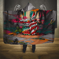 Tropical Christmas In July Candy Cane Surf Hooded Blanket Vibrant Street Art Beach Graffiti Graphic
