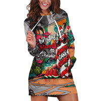 Tropical Christmas In July Candy Cane Surf Hoodie Dress Vibrant Street Art Beach Graffiti Graphic TS04 Orange Grey - Polynesian Pride