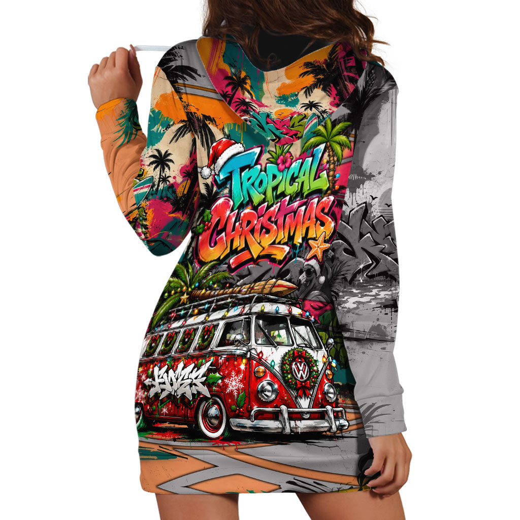 Tropical Christmas In July Candy Cane Surf Hoodie Dress Vibrant Street Art Beach Graffiti Graphic TS04 - Polynesian Pride