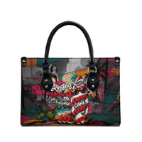 Tropical Christmas In July Candy Cane Surf Leather Bag Vibrant Street Art Beach Graffiti Graphic