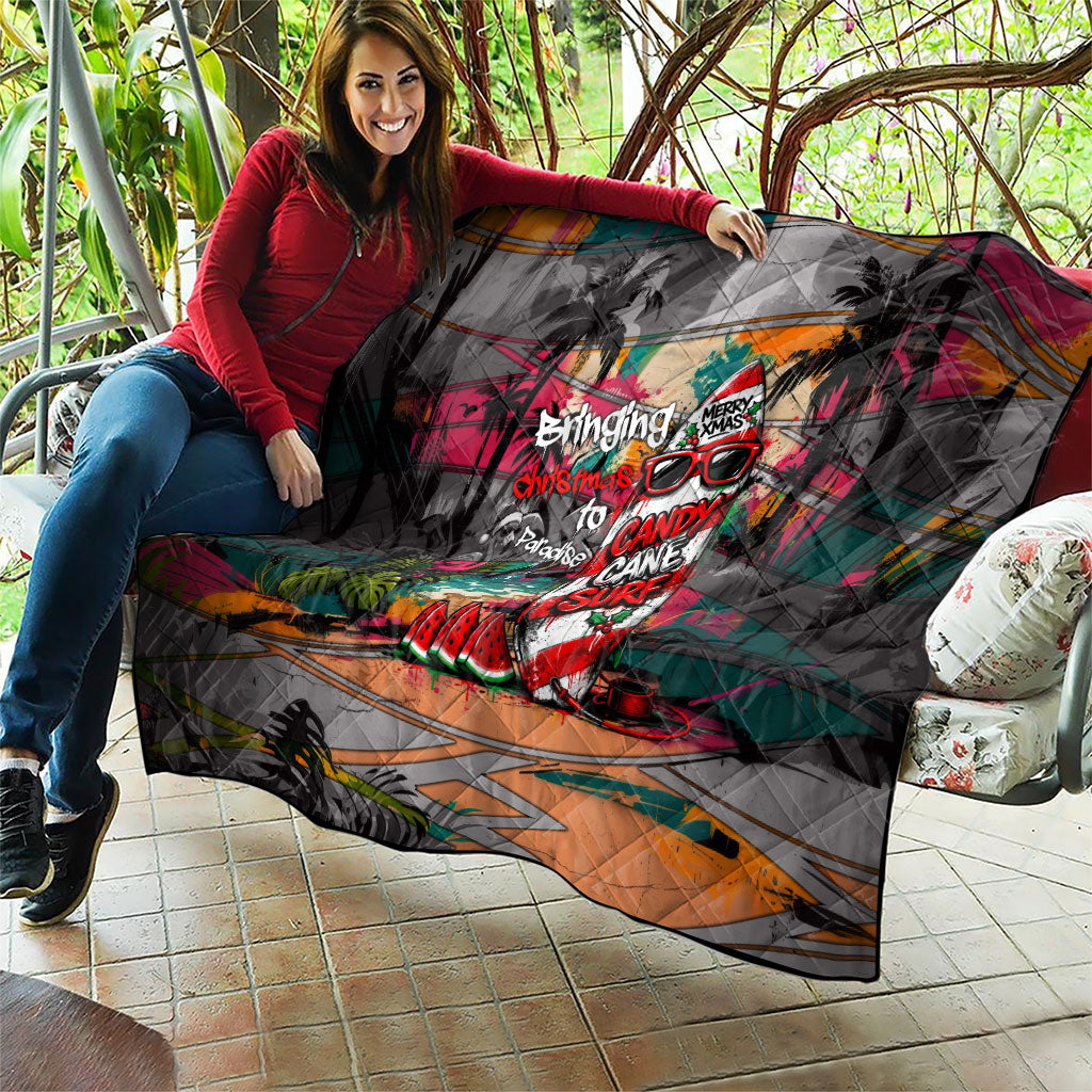 Tropical Christmas In July Candy Cane Surf Quilt Vibrant Street Art Beach Graffiti Graphic