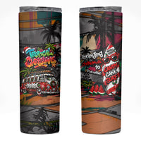 Tropical Christmas In July Candy Cane Surf Skinny Tumbler Vibrant Street Art Beach Graffiti Graphic TS04 Orange Grey - Polynesian Pride