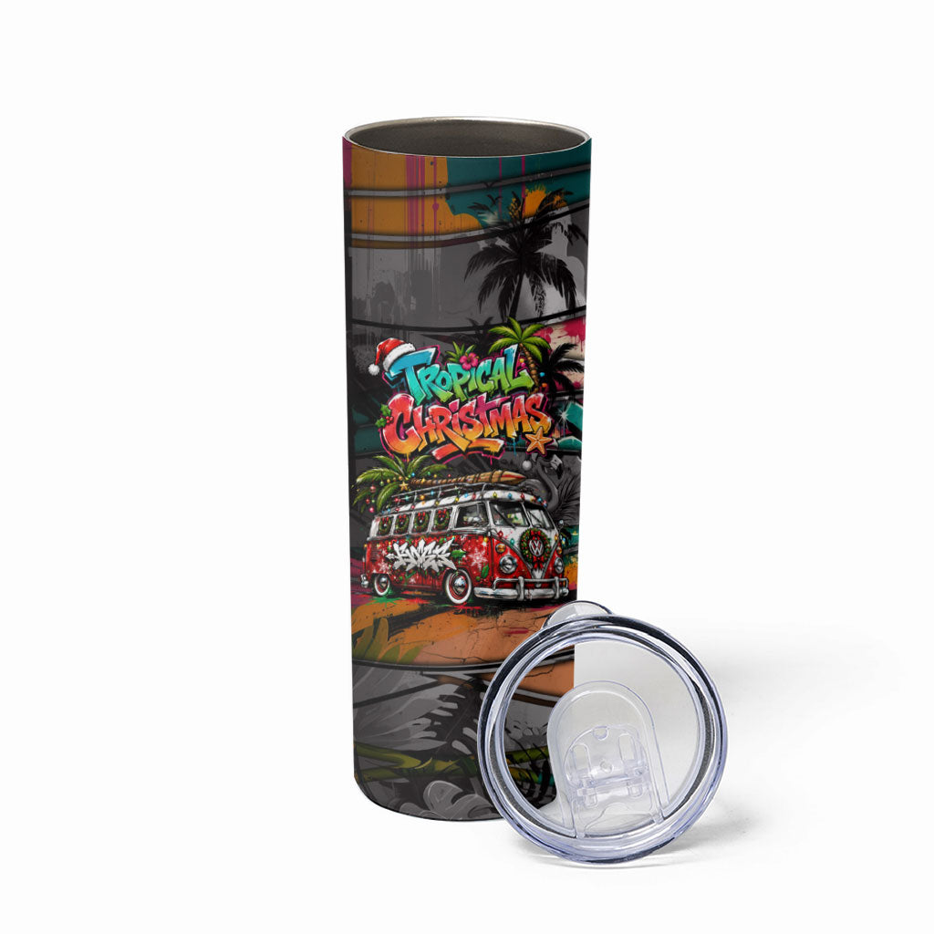 Tropical Christmas In July Candy Cane Surf Skinny Tumbler Vibrant Street Art Beach Graffiti Graphic TS04 - Polynesian Pride