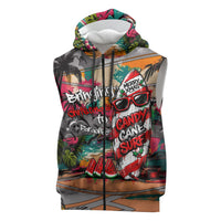 Tropical Christmas In July Candy Cane Surf Sleeveless Zip Hoodie Vibrant Street Art Beach Graffiti Graphic TS04 Orange Grey - Polynesian Pride