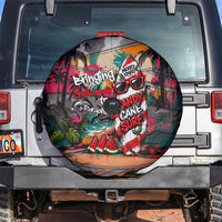 Tropical Christmas In July Candy Cane Surf Spare Tire Cover Vibrant Street Art Beach Graffiti Graphic