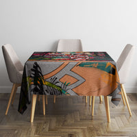 Tropical Christmas In July Candy Cane Surf Tablecloth Vibrant Street Art Beach Graffiti Graphic