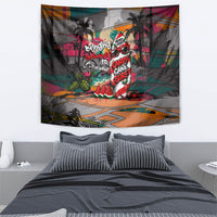 Tropical Christmas In July Candy Cane Surf Tapestry Vibrant Street Art Beach Graffiti Graphic
