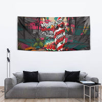 Tropical Christmas In July Candy Cane Surf Tapestry Vibrant Street Art Beach Graffiti Graphic