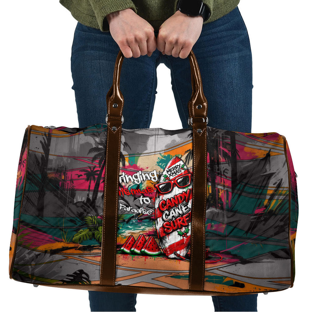 Tropical Christmas In July Candy Cane Surf Travel Bag Vibrant Street Art Beach Graffiti Graphic