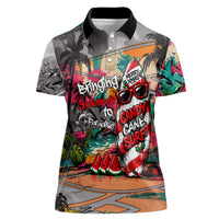 Tropical Christmas In July Candy Cane Surf Women Polo Shirt Vibrant Street Art Beach Graffiti Graphic TS04 Female Orange Grey - Polynesian Pride