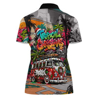 Tropical Christmas In July Candy Cane Surf Women Polo Shirt Vibrant Street Art Beach Graffiti Graphic TS04 - Polynesian Pride