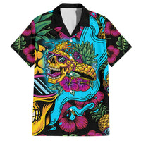 Pineapple Skull Family Matching Off Shoulder Short Dress and Hawaiian Shirt Sumer Time TS04 Dad's Shirt - Short Sleeve Multicolor - Polynesian Pride