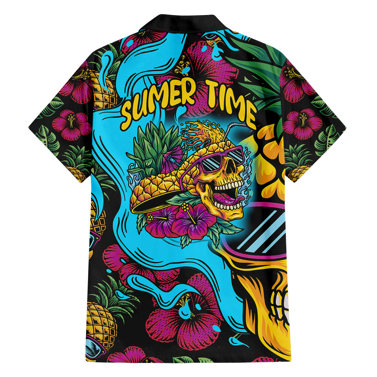 Pineapple Skull Family Matching Puletasi Dress and Hawaiian Shirt Sumer Time TS04 - Polynesian Pride
