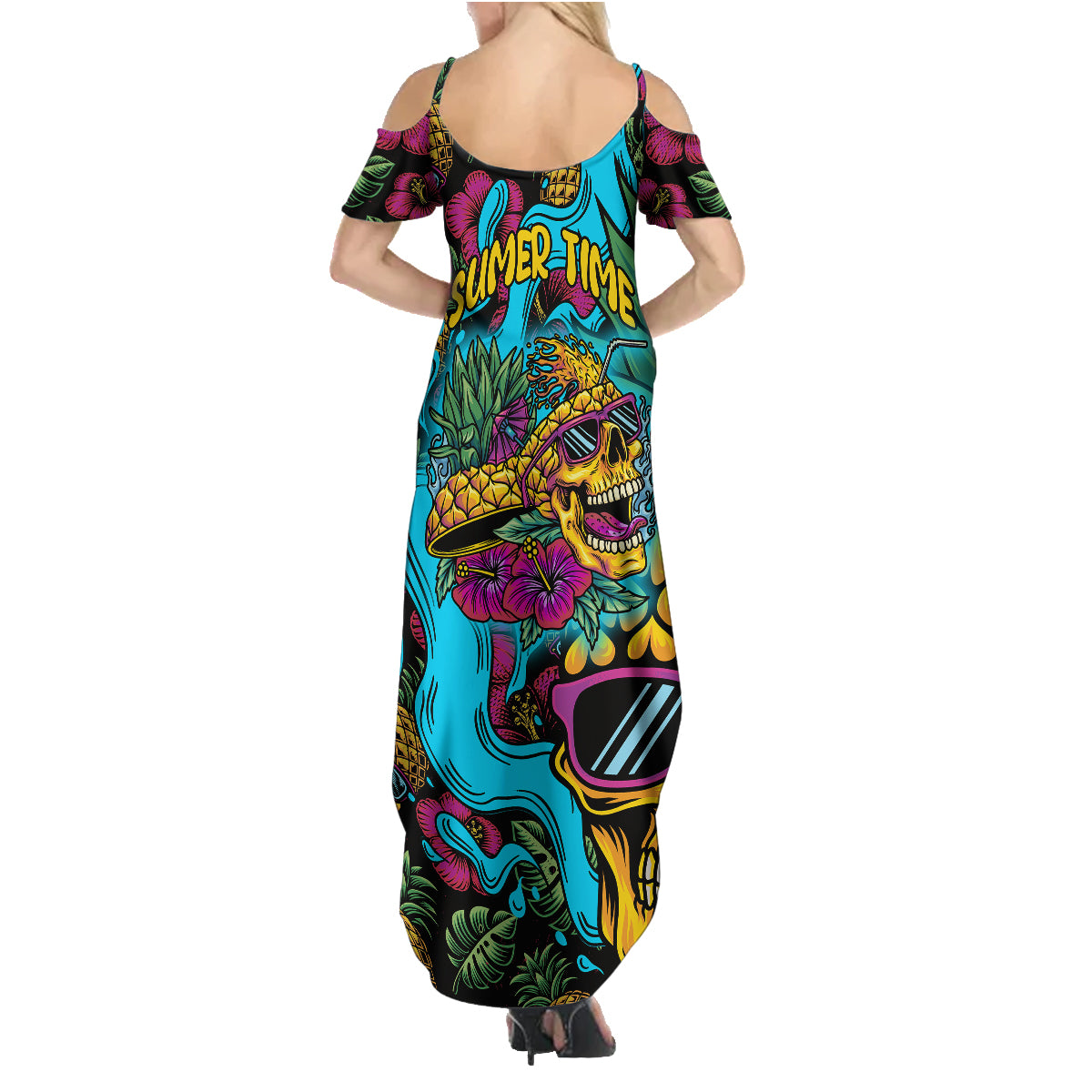 Pineapple Skull Family Matching Summer Maxi Dress and Hawaiian Shirt Sumer Time TS04 - Polynesian Pride