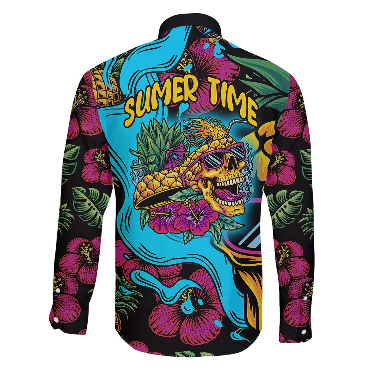 Pineapple Skull Family Matching Tank Maxi Dress and Hawaiian Shirt Sumer Time TS04 - Polynesian Pride