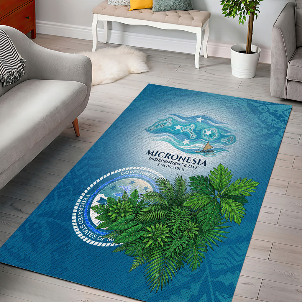 Micronesia Independence Day Area Rug FSM Patriotic Pacific Island Nan Madol Ruins Seabird Tropical