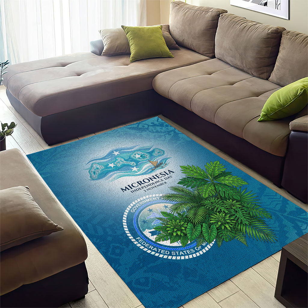 Micronesia Independence Day Area Rug FSM Patriotic Pacific Island Nan Madol Ruins Seabird Tropical