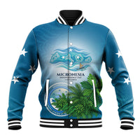 Micronesia Independence Day Baseball Jacket FSM Patriotic Pacific Island Nan Madol Ruins Seabird Tropical