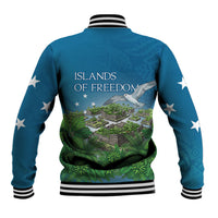Micronesia Independence Day Baseball Jacket FSM Patriotic Pacific Island Nan Madol Ruins Seabird Tropical