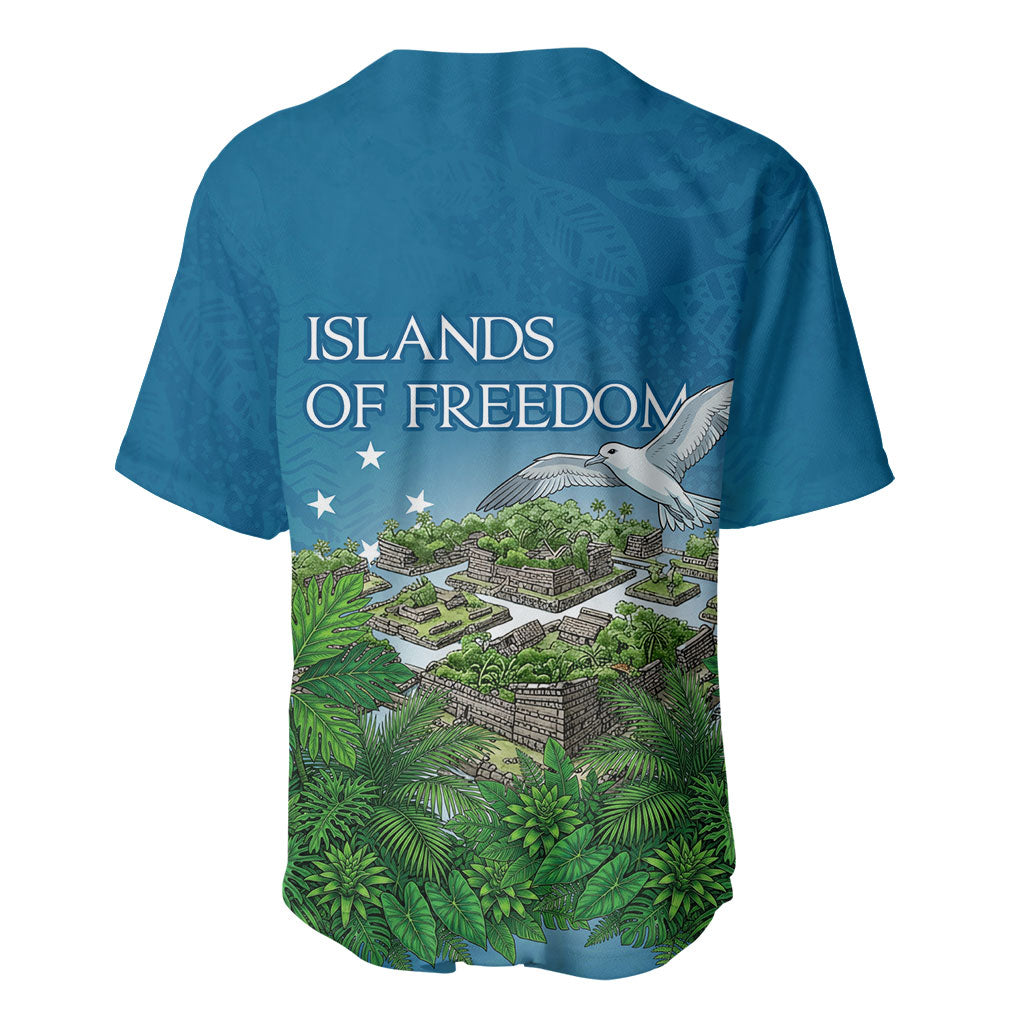 Micronesia Independence Day Baseball Jersey FSM Patriotic Pacific Island Nan Madol Ruins Seabird Tropical