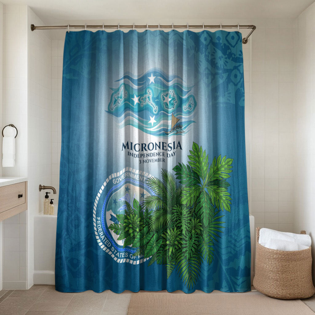 Micronesia Independence Day Bathroom Set FSM Patriotic Pacific Island Nan Madol Ruins Seabird Tropical