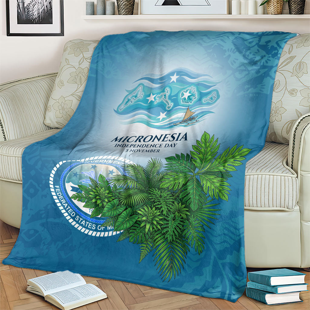 Micronesia Independence Day Blanket FSM Patriotic Pacific Island Nan Madol Ruins Seabird Tropical