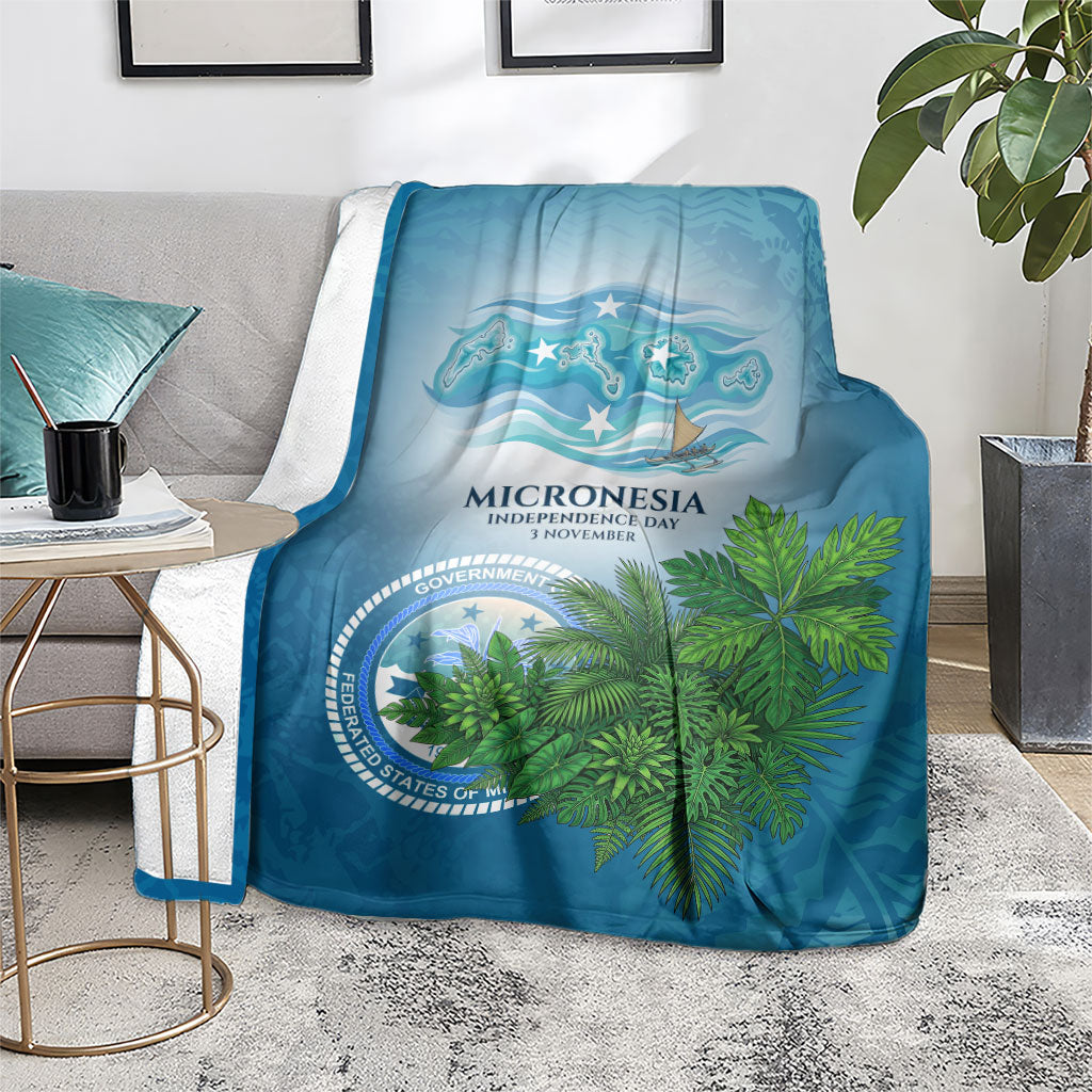 Micronesia Independence Day Blanket FSM Patriotic Pacific Island Nan Madol Ruins Seabird Tropical