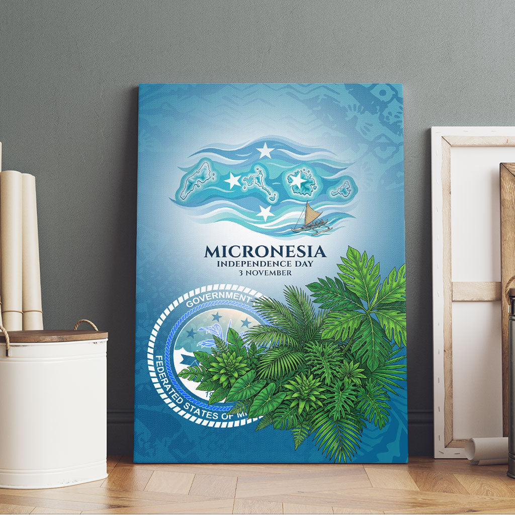 Micronesia Independence Day Canvas Wall Art FSM Patriotic Pacific Island Nan Madol Ruins Seabird Tropical