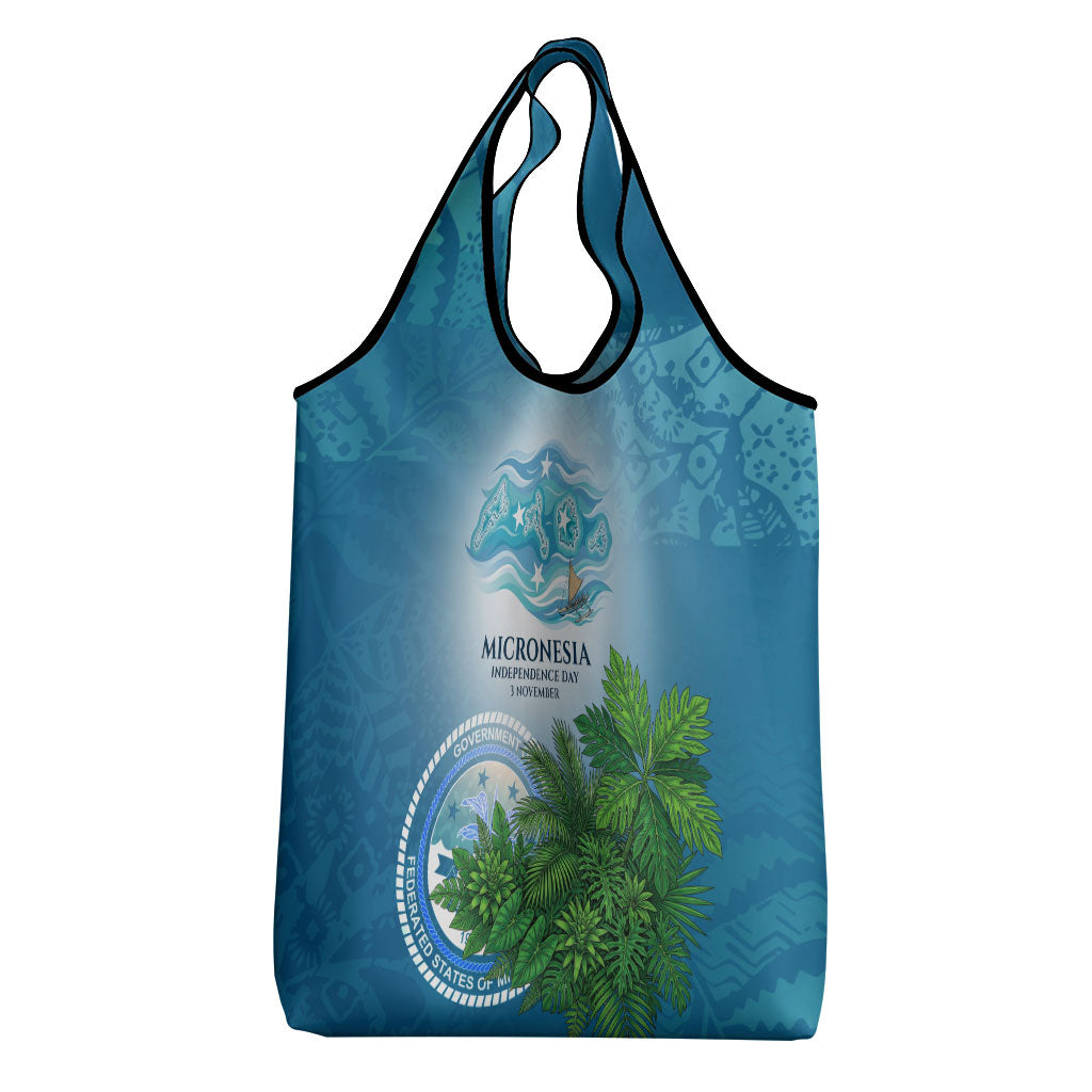 Micronesia Independence Day Grocery Bag FSM Patriotic Pacific Island Nan Madol Ruins Seabird Tropical
