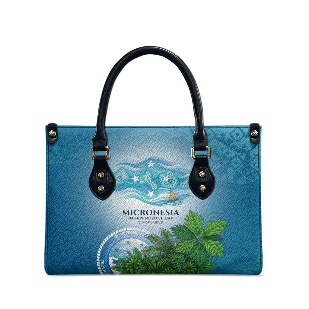Micronesia Independence Day Leather Bag FSM Patriotic Pacific Island Nan Madol Ruins Seabird Tropical