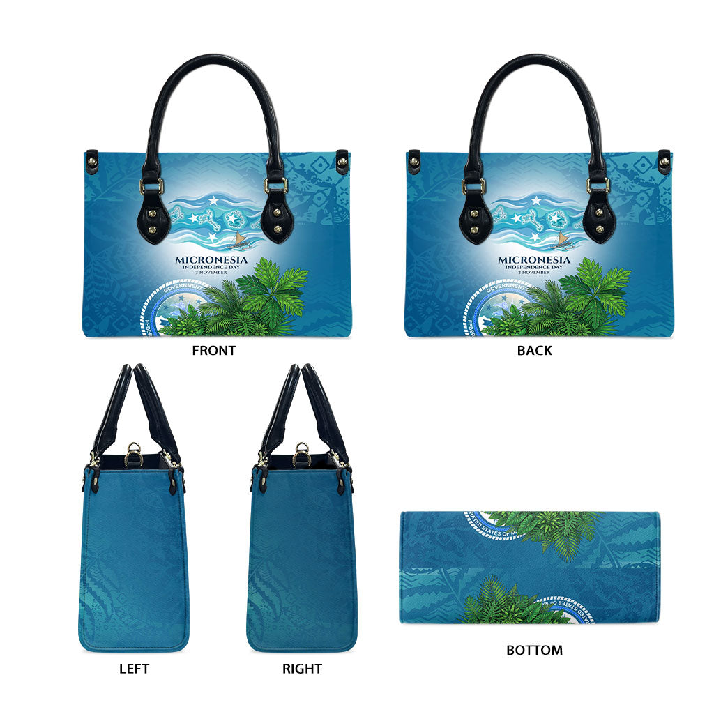 Micronesia Independence Day Leather Bag FSM Patriotic Pacific Island Nan Madol Ruins Seabird Tropical