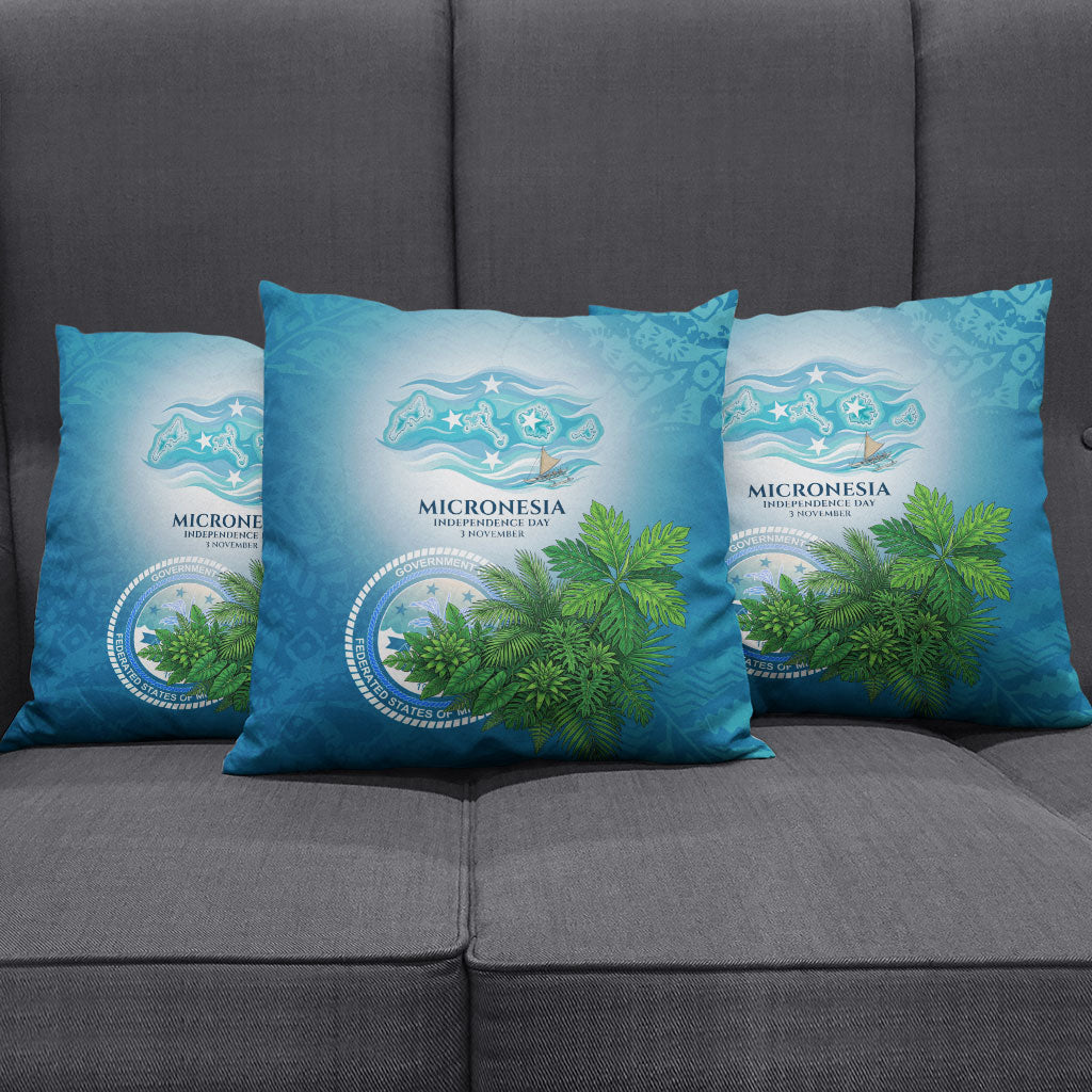 Micronesia Independence Day Pillow Cover FSM Patriotic Pacific Island Nan Madol Ruins Seabird Tropical