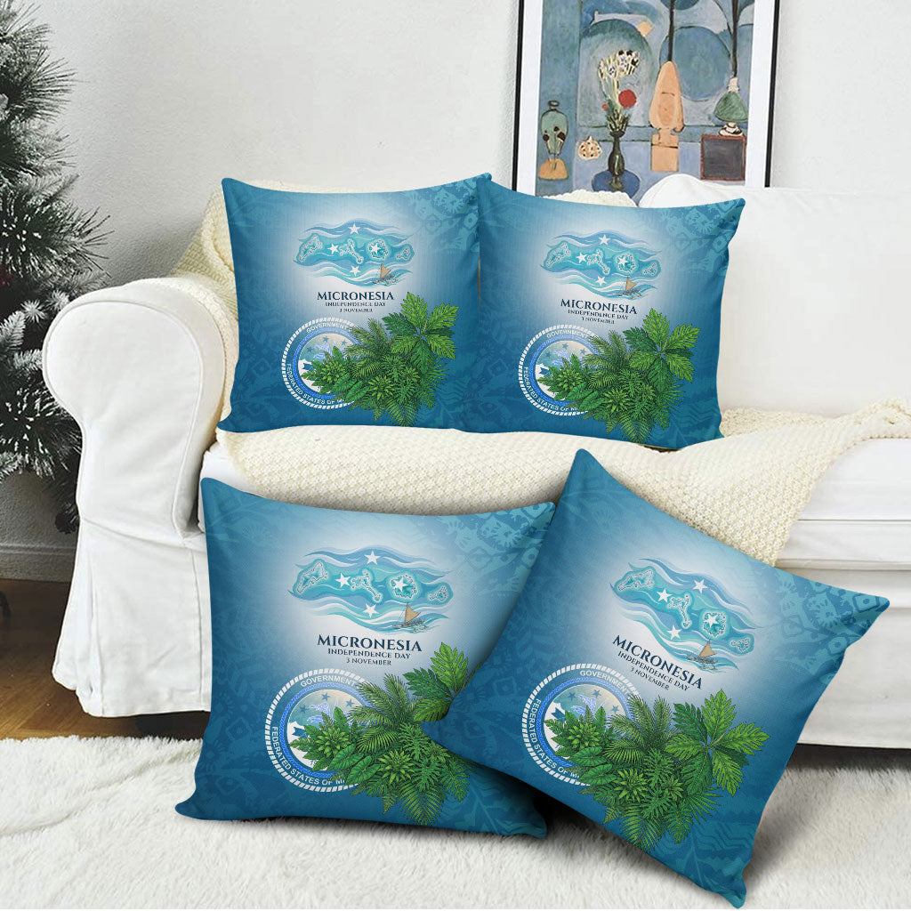 Micronesia Independence Day Pillow Cover FSM Patriotic Pacific Island Nan Madol Ruins Seabird Tropical