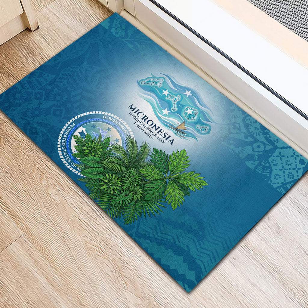 Micronesia Independence Day Rubber Doormat FSM Patriotic Pacific Island Nan Madol Ruins Seabird Tropical