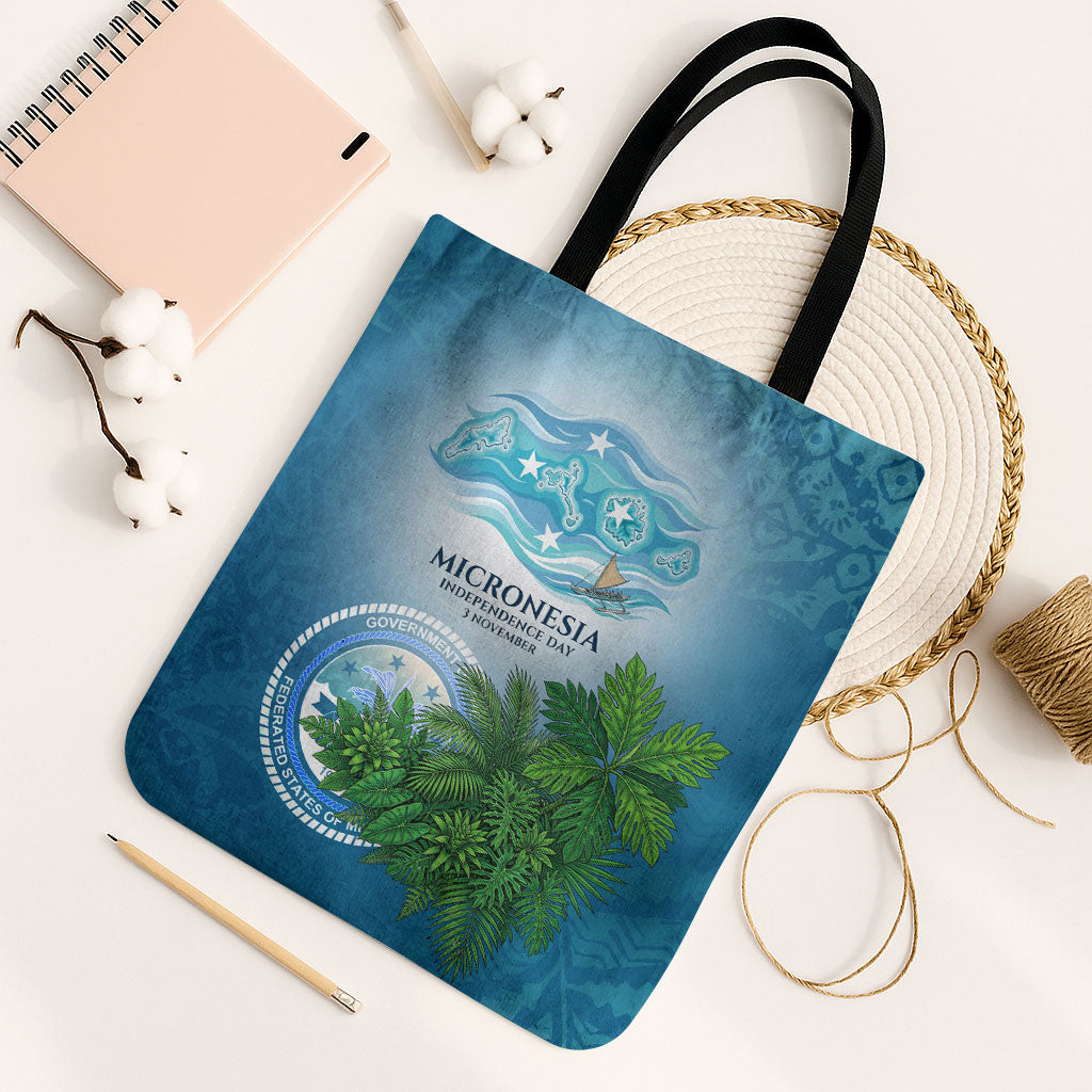 Micronesia Independence Day Tote Bag FSM Patriotic Pacific Island Nan Madol Ruins Seabird Tropical