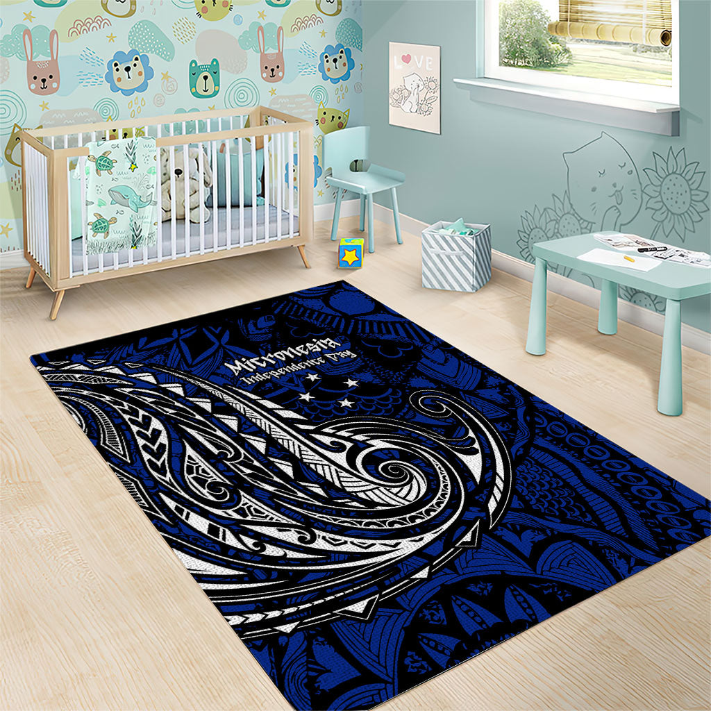 Micronesia Independence Day FSM Area Rug Tribal Tattoo Pattern Flag Seal Heritage