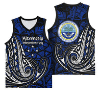 Micronesia Independence Day FSM Basketball Jersey Tribal Tattoo Pattern Flag Seal Heritage