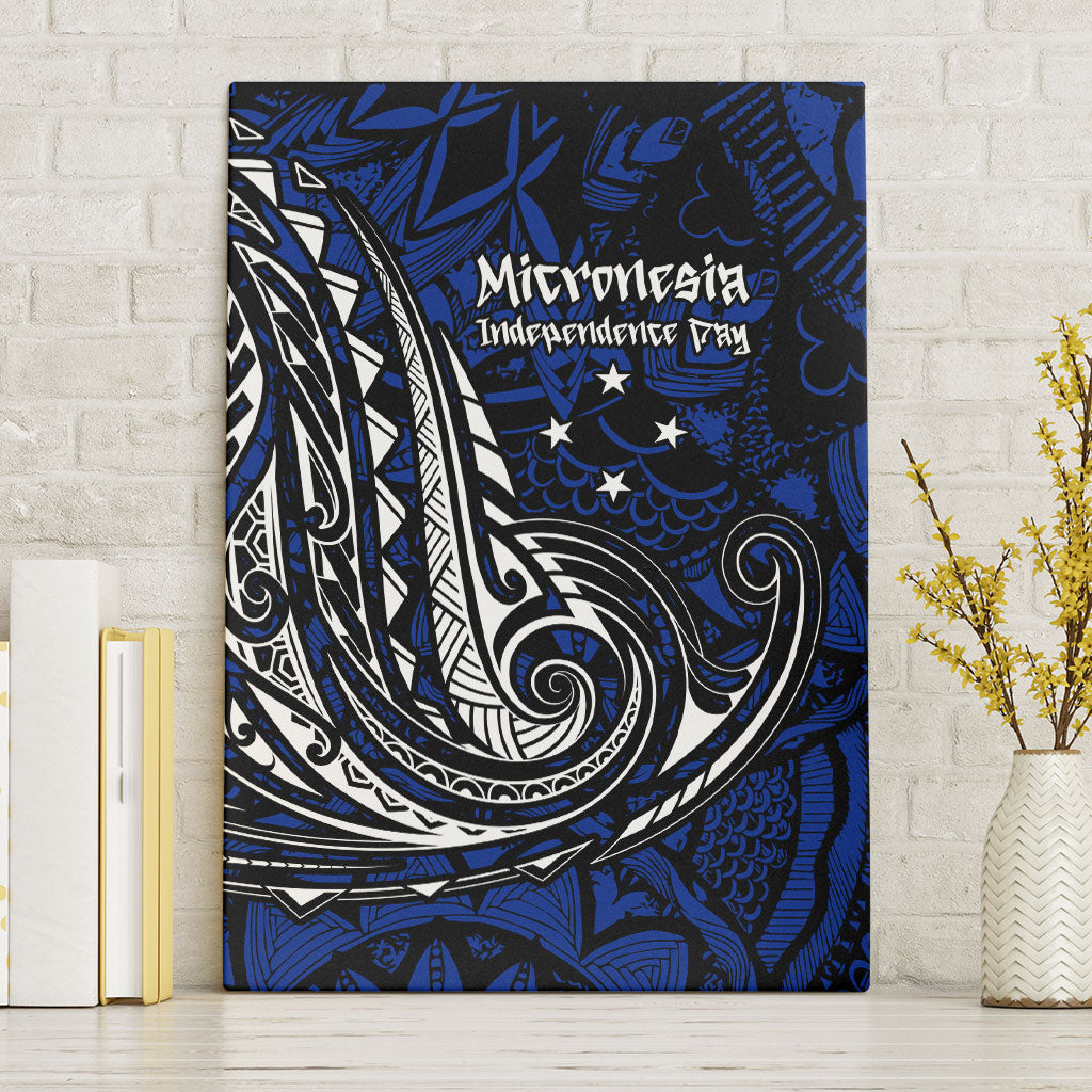 Micronesia Independence Day FSM Canvas Wall Art Tribal Tattoo Pattern Flag Seal Heritage